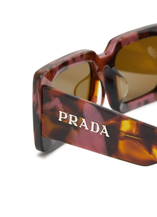 Detail View - Click To Enlarge - PRADA - Cognac Tortoise Pillow Acetate Sunglasses