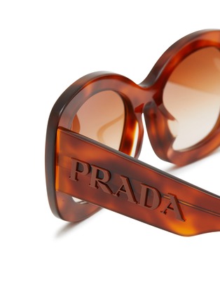 Detail View - Click To Enlarge - PRADA - Tortoise Oval Acetate Sunglasses