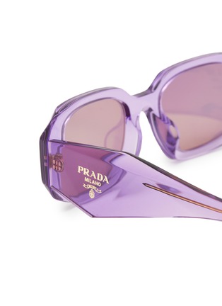 Detail View - Click To Enlarge - PRADA - Transparent Rectangula Acetate Sunglasses