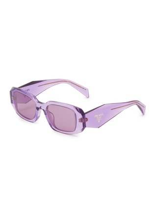 Main View - Click To Enlarge - PRADA - Transparent Rectangula Acetate Sunglasses