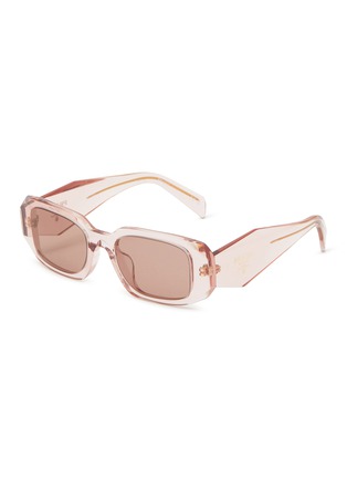 Main View - Click To Enlarge - PRADA - Transparent Rectangula Acetate Sunglasses