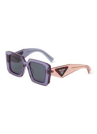 Main View - Click To Enlarge - PRADA - Transparent Square Acetate Sunglasses