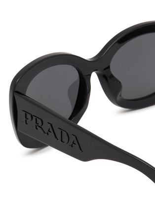 Detail View - Click To Enlarge - PRADA - Oval Embossed Logo Acetate Sunglasses