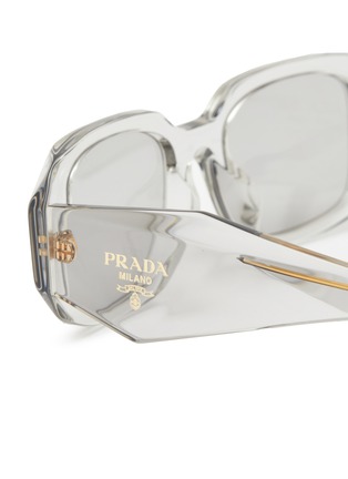 Detail View - Click To Enlarge - PRADA - Transparent Rectangula Acetate Sunglasses