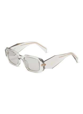Main View - Click To Enlarge - PRADA - Transparent Rectangula Acetate Sunglasses