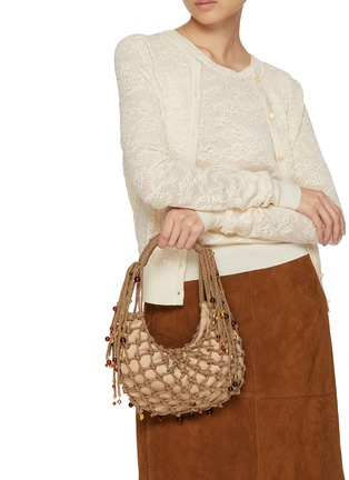 Figure View - Click To Enlarge - ROSANTICA - Nod Crystal Embellished Satin Hobo Bag
