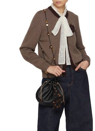 Figure View - Click To Enlarge - ROSANTICA - Calliope Ambra Embellished Leather Crossbody Bag