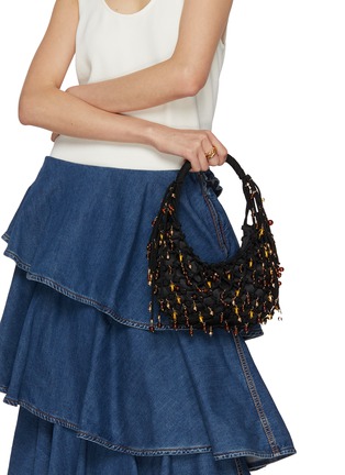 Figure View - Click To Enlarge - ROSANTICA - Nod Crystal Embellished Satin Hobo Bag