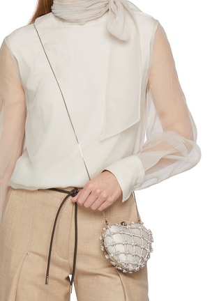 Front View - Click To Enlarge - ROSANTICA - Selene Capri Crystal Embellished Strass Net Clutch