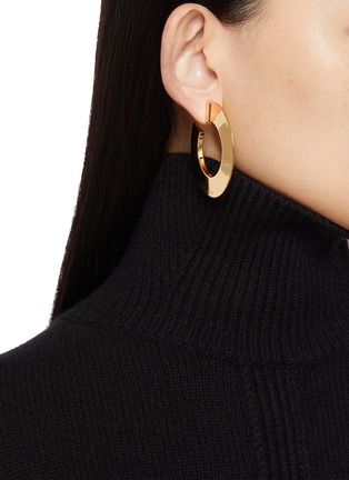 Front View - Click To Enlarge - ALAÏA - Aluminium Brass Blade Hoop Earrings