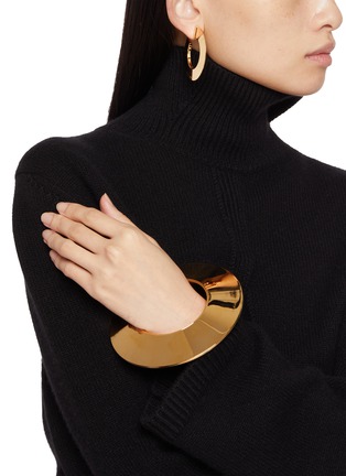 Figure View - Click To Enlarge - ALAÏA - Aluminium Brass Blade Hoop Earrings