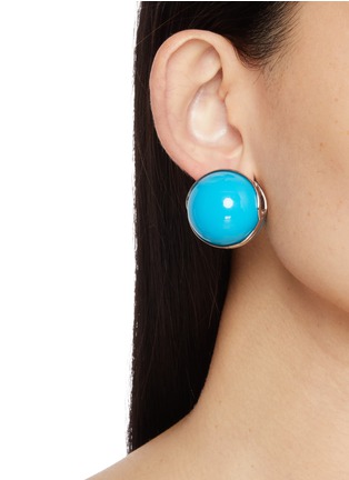 Figure View - Click To Enlarge - ALAÏA - Varnish Sphere Brass Turquoise Earrings