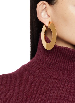 Front View - Click To Enlarge - ALAÏA - Aluminium Brass Blade Hoop Earrings