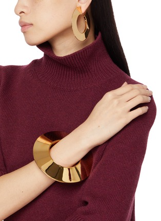 Figure View - Click To Enlarge - ALAÏA - Aluminium Brass Blade Hoop Earrings