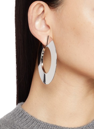 Front View - Click To Enlarge - ALAÏA - Aluminium Brass Blade Hoop Earrings