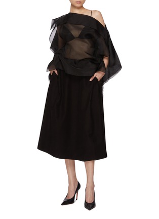 Figure View - Click To Enlarge - GIA STUDIOS - Xanthe Raw Hem Midi Skirt
