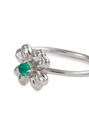 Detail View - Click To Enlarge - SSIL - Clover Rhodium Plated Sterling Silver Ring