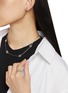 Front View - Click To Enlarge - SSIL - Clover Dot Rhodium Plated Brass Green Onyx Necklace