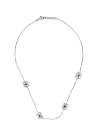Main View - Click To Enlarge - SSIL - Clover Dot Rhodium Plated Brass Green Onyx Necklace