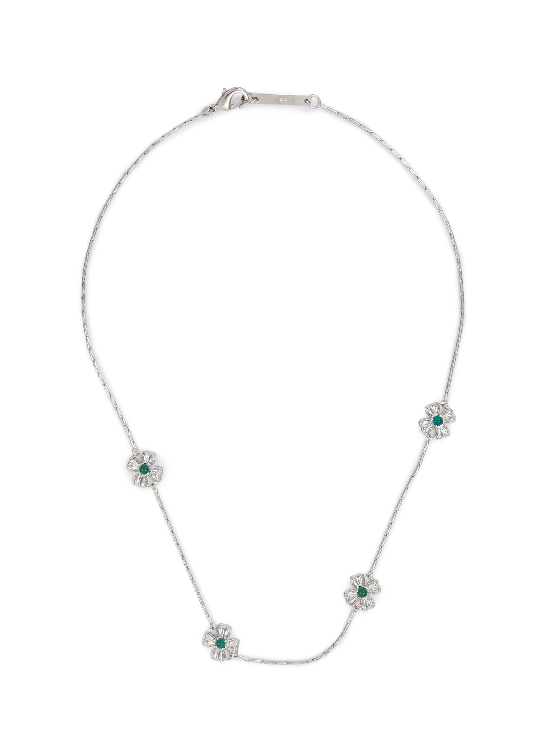 ネックレス・ペンダント SSIL Green Clover Dot Collar SSIL | Clover Dot Rhodium Plated Brass Green Onyx Necklace