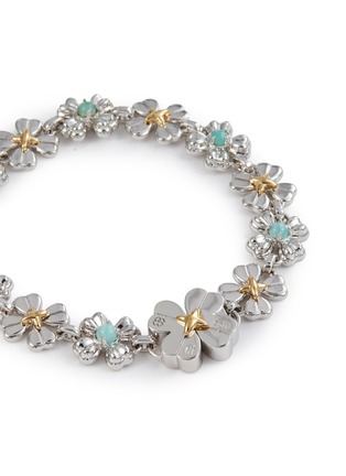 Detail View - Click To Enlarge - SSIL - Clover Stone Tennis Rhodium Plated Brass Bracelet