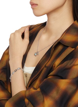 Front View - Click To Enlarge - SSIL - Clover Stone Tennis Rhodium Plated Brass Bracelet