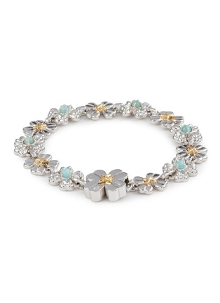 Main View - Click To Enlarge - SSIL - Clover Stone Tennis Rhodium Plated Brass Bracelet