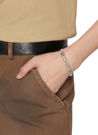Figure View - Click To Enlarge - SSIL - Clover Stone Tennis Rhodium Plated Brass Bracelet