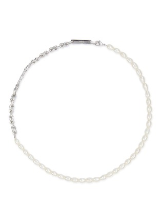 Main View - Click To Enlarge - SSIL - X Row Rhodium Plated Silver Pearl Necklace