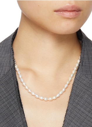 Figure View - Click To Enlarge - SSIL - X Row Rhodium Plated Silver Pearl Necklace