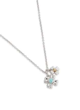 Detail View - Click To Enlarge - SSIL - Clover Rhodium Plated Gold Pleated Brass Amazonite Necklace
