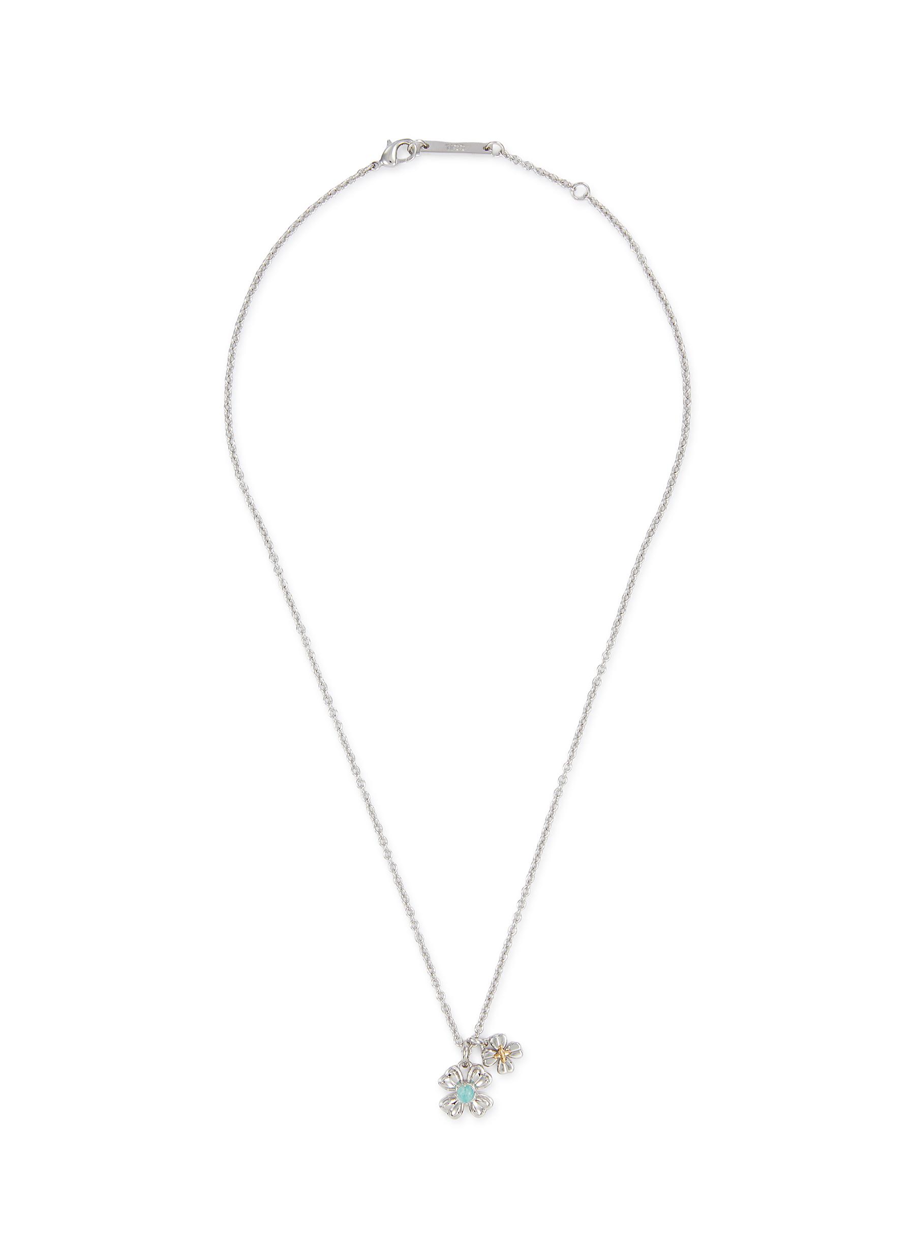 【LLOYD】Lucky Clover Cubic Necklace☆追跡送 SSIL | Clover Rhodium Plated Gold Pleated Brass Amazonite
