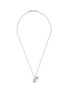 Main View - Click To Enlarge - SSIL - Clover Rhodium Plated Gold Pleated Brass Amazonite Necklace