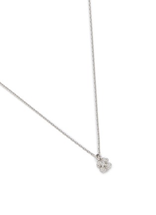Detail View - Click To Enlarge - SSIL - Lucky Clover Rhodium Plated Silver Cubic Zirconia Necklace