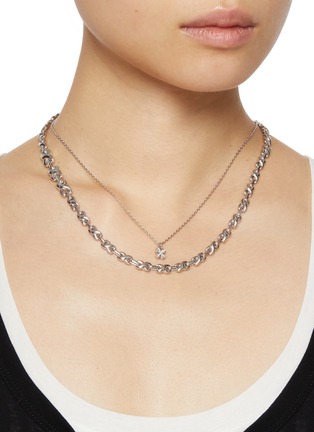 Figure View - Click To Enlarge - SSIL - Lucky Clover Rhodium Plated Silver Cubic Zirconia Necklace