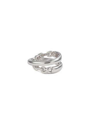 Detail View - Click To Enlarge - SSIL - X Row Layer Rhodium Plated Sterling Silver Ring
