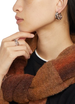 Front View - Click To Enlarge - SSIL - X Row Layer Rhodium Plated Sterling Silver Ring