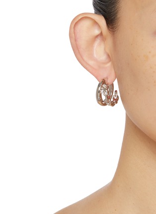 Figure View - Click To Enlarge - SSIL - X Row Rhodium Plated Brass Hoop Earrings