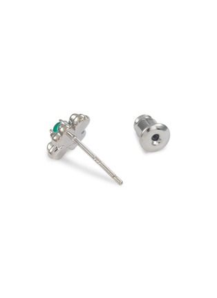 Detail View - Click To Enlarge - SSIL - Clover Stone Studs Rhodium Plated Brass Earrings