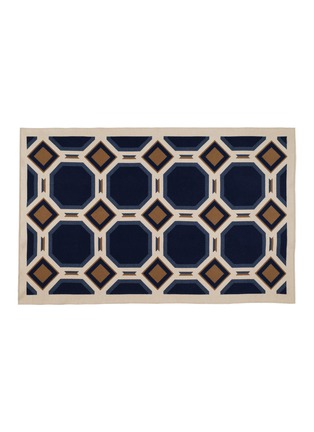 Main View - Click To Enlarge - FRETTE - X Tara Bernerd Deco Throw 003 — Blue/Cream