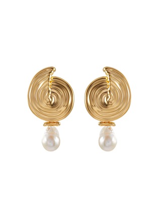 Main View - Click To Enlarge - MISSOMA - Spiral Gold Plated Brass Freshwater Pearl Drop Earrings