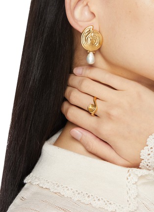 Figure View - Click To Enlarge - MISSOMA - Spiral Gold Plated Brass Freshwater Pearl Drop Earrings