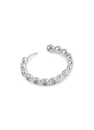 Detail View - Click To Enlarge - MISSOMA - Medium Tennis Rhodium Plated Brass Cubic Zirconia Hoop Earrings