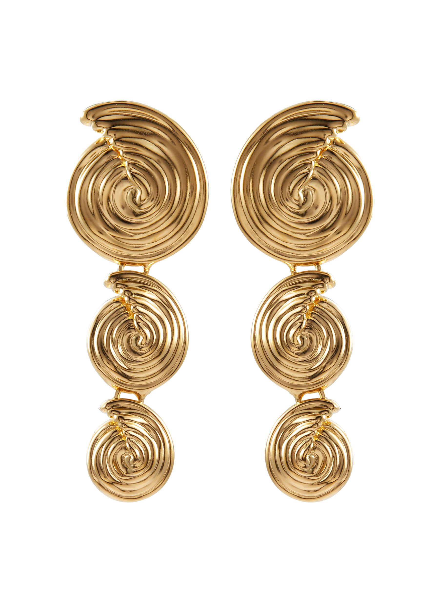MISSOMA | Spiral Gold Pleated Brass Drop Earrings | Women