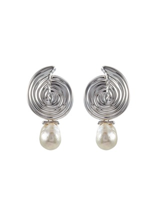 Main View - Click To Enlarge - MISSOMA - Spiral Rhodium Plated Brass Pearl Drop Earrings