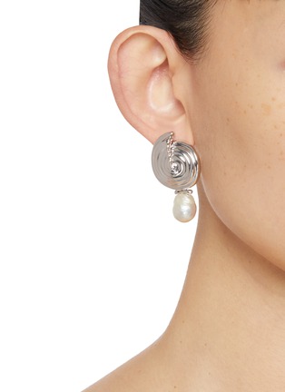 Figure View - Click To Enlarge - MISSOMA - Spiral Rhodium Plated Brass Pearl Drop Earrings