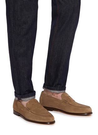 Figure View - Click To Enlarge - DOUCAL'S - Suede Penny Loafers