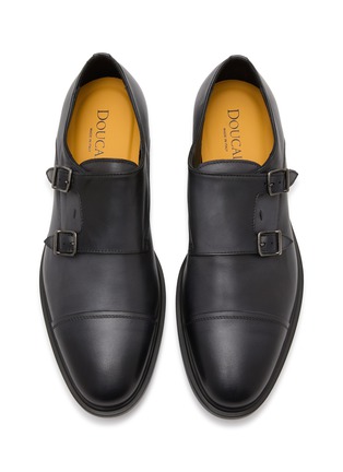 Detail View - Click To Enlarge - DOUCAL'S - Double Buckle Cap Toe Leather Shoes
