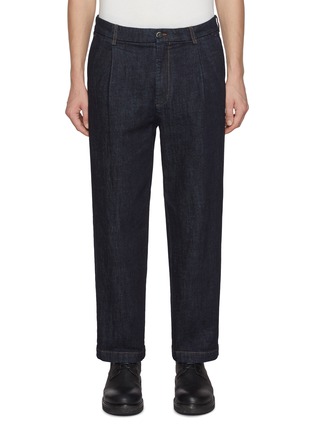 Main View - Click To Enlarge - BARENA - Pleated Carrot Dark Wash Jeans