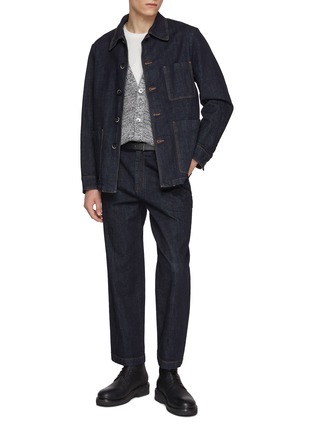 Figure View - Click To Enlarge - BARENA - Pleated Carrot Dark Wash Jeans